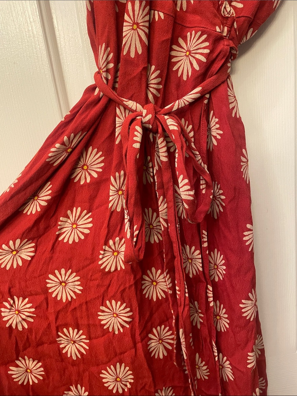 Madewell Red Floral Short Sleeve Wrap Maxi Dress - Picture 2 of 6